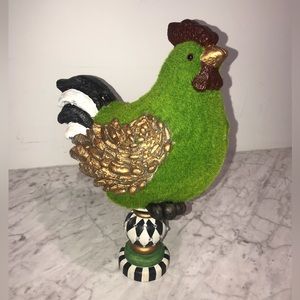 BNWT Chicken Topiary faux green moss, hand painted finial swarovski crystal